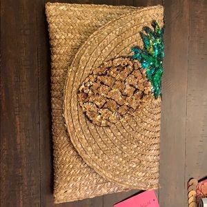 Betsey Johnson Pineapple Straw Clutch